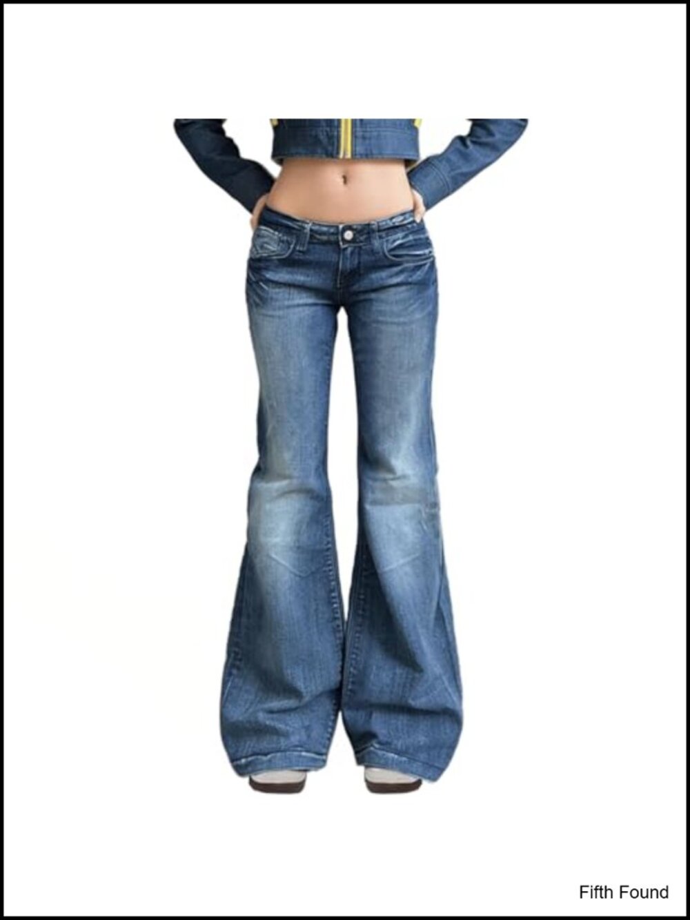 Women's Low Waisted Flared Jeans Stretch Denim Bell Bottom Pants